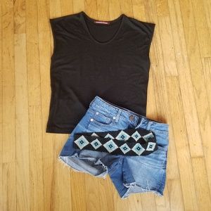 Comptoir Des Cotonniers Black Cap Sleeve Woven Top